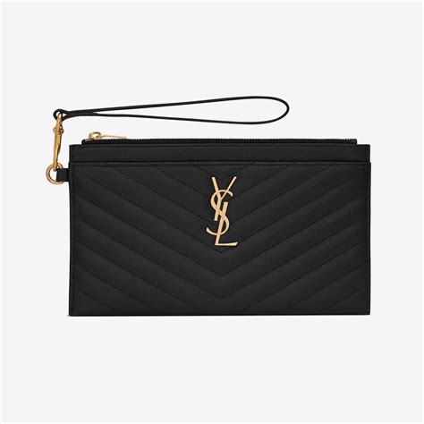 monogram bill pouch in grain de poudre embossed leather ysl